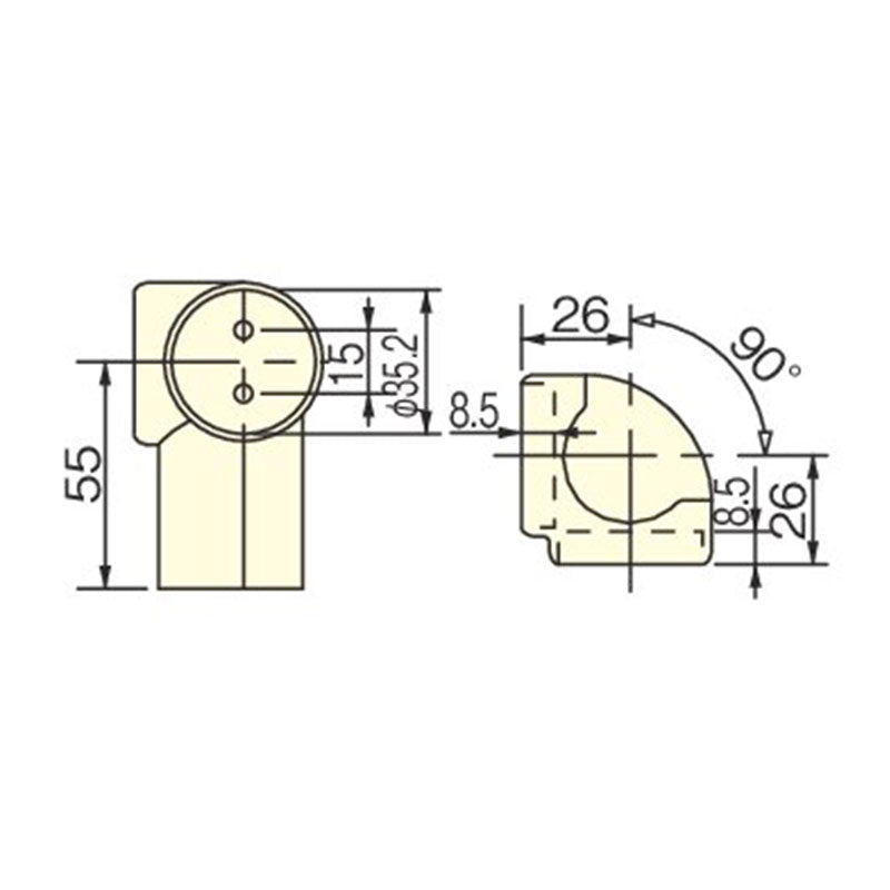 丸棒手すり L型金具 シンプルタイプ