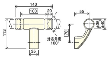 丸棒手すり 平面勾配ブラケット ユニットタイプ