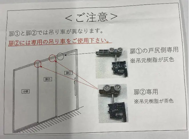 ２枚連動シンクロ引戸　吊車　ドレタス